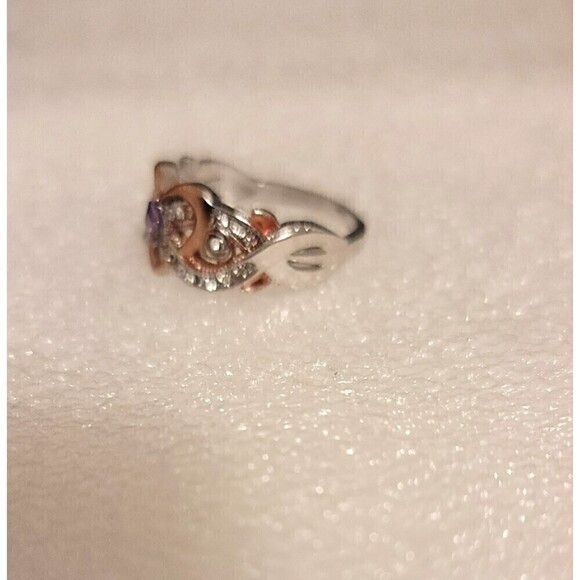 NIB - Heart Shape Promise Ring w/ Inlaid Shiny Amethyst - Size 9 - Picture 4 of 7
